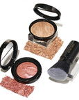 Blush-n-Glow Kit (3 PC): LAURA GELLER NEW YORK Baked Balance-N-Glow Illuminating CC Powder Foundation Light, Retractable Kabuki Brush, Baked Blush-N-Brighten Pink Grapefruit