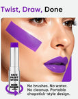 Blue Squid PRO Purple Face Paint Stick - Waterproof Body Paint for Adults & Kids Colored Eye Black Baseball, Eyeblack Softball -Hypoallergenic Twist-Up Non-Toxic Makeup Stick for Cosplay, Sports & SFX