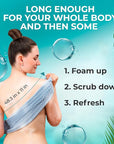 BONDI Exfoliating Washcloth for Smooth Skin - Extra Long - Perfect for Back Scrubbing - Made in Japan