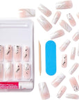 KISS Classy Premium Press On Nails, 'Stunning!', French, Long Length, Square Shape, Includes 30 Fake Nails, 2g Pink Gel Nail Glue, 1 Manicure Stick, 1 Mini File (Pack of 2)