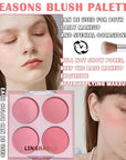 4 Colors Blush Palette for Cheeks,Face Matte Contour Blush Makeup Palette,Buildable Shimmer Facial Cheek Blusher Shades,Blendable Cosmetic Makeup Blush with Blush Brush 01