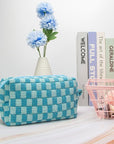 Pazimiik checkered makeup bag for