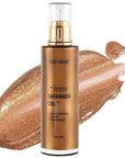 Shimmer Body Oil, Long Lasting Moisturizing Body Glow Glitter for Women Face Luminizer Highlighter Makeup 100ml Shimmer Oil for Glowing Skin Lotion (Dark Brown Gold)