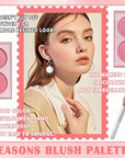 4 Colors Blush Palette for Cheeks,Face Matte Contour Blush Makeup Palette,Buildable Shimmer Facial Cheek Blusher Shades,Blendable Cosmetic Makeup Blush with Blush Brush 01