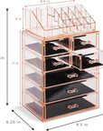 Sorbus Acrylic Makeup Organizer Set, 7-Drawer Vanity & Countertop Cosmetic Storage with Small & Wide Compartments, Pink Makeup Storage for Brushes, Jewelry – Holiday Gift for Women & Teens
