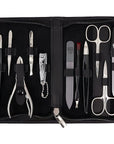 3 Swords Germany – Brand Quality 12 Piece Manicure Pedicure Grooming kit Set for Professional Finger & Toe Nail Care with Black Genuine Leather case - Made in Germany