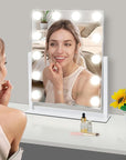 Vanity Mirror with Lights,Lighted Vanity Mirror with 12 Dimmable Bulbs for Dressing Room & Bedroom,3 Color Lighting,Modes Detachable 10x Magnification 360°Ratation (White) 14.6" L x 17" W