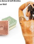 2 PC Silicone Exfoliating Body Scrubber, Silicone Body Shampoo Brush, Soft Silicone Loofah for Sensitive Skin, Shower Silicone Hair Scalp Massager, Easy to Clean, Lather Well(Gray&Pink)