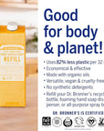 Dr. Bronner's Pure-Castile Magic Soap Liquid, Citrus, Made with Organic Oils for Body, Face, Hair, Dishes, Laundry Vegan, Natural, Non-GMO, Biodegradable, 18-in-1 Multi-Use - Citrus, 32oz + Refill