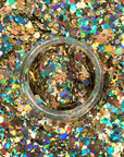UNICORN SNOT Macro Face & Body Glitter | Cosmetic Grade Large-Particle Loose Glitter | Holiday Stocking Stuffer & Christmas Makeup | Safe for Face, Easy Application & Removal - Solar (Gold)