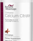 Bariatric Advantage Calcium Citrate Chewable 500 mg - for Bariatric Surgery Patients - High-Potency, Easy-Digest Tablets - Calcium Citrate - Bone Strength Supplements* - 270 Count - Cinnamon