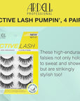 Ardell Active Lash - Pump’n, False Eyelashes, Cat Eye Lashes Wispy, Water-Resistant, Lightweight, 4 pairs, 1-Pack