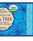 US Organic 100% Pure Tea Tree Essential Oil, Steam Distilled, USDA Certified Organic, for Hair, Skin, Scalp, Foot, Toenails, and More. Sourced from South Africa, Undiluted, Non-GMO (10 ml, 2 Pack)