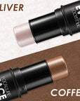 FOCALLURE 2 Pcs Contour Foundation Stick, Highlighter & Bronzer Pen, Face Brightens & Shades Pencil, Highlighting Shade Longwear Makeup, Highlight Bronzer Shaping Trimming Stick,Universal