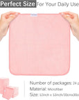 Cosy Family 24 Pack Soft Washcloths Set - 12 x 12 inches, Quick Drying - Highly Absorbent Coral Velvet Fingertip Towel Bathroom Wash Clothes for Bath, Spa, Facial, Kitchen - Pink