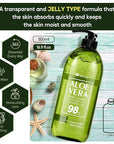Aloe Vera Gel - for Sunburn Relief - Big 16.9 oz / 500ml - 98% Pure Aloe Vera - For Face, Skin and Hair - After Sun Care lotion - Sun Burn Moisturizer Cream (16.9 Fl oz)