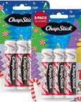 ChapStick Lip Balm, Candy Cane, 6-Count – Fresh & Minty Lip Moisturizer, Stocking Stuffer, 0.15 Oz Ea