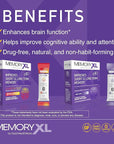 MemoryXL, Magnesium L-Threonate: Brain Supplement for Memory & Focus; Magtein®, Phosphatidylserine, Vitamin Mix. Improves Memory Focus Attention Learning & Logic. 0 Sugar, 0 cal, 30pk Cranberry Lemon