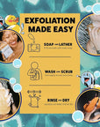 GOSHI Exfoliating Shower Sponge - Rip-Resistant, Rapid-Drying Exfoliating Bath Sponge for All Skin Types - Marigold Yellow - Made in Japan