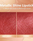 MAKI YIKA Red Lipstick for Women Metallic Lipsticks Glitter Long Lasting Lipstick No Smudge No Transfer Shimmer Liquid Lip Gloss (BR06 Dangerous)