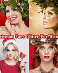 MEICOLY Christmas Face Body Glitter Gel,Christmas Hair Glitter,Christmas Accessories Stocking Stuffers Gift Decorations,Festival Face Glitter Makeup for Women Kids Girls,Chunky Glitter Face Paint