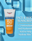 Eucerin Sun Advanced Hydration SPF 50 Sunscreen Lotion (5 Fl Oz) + Age Defense Face Sunscreen Lotion SPF 50 (2.5 Fl Oz), Hypoallergenic and Lightweight Sun Protection with Hyaluronic Acid