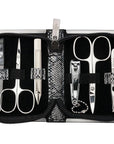 3 Swords Germany - brand quality 6 piece manicure pedicure kit set for professional finger & toe nail care with synthetic leather case - Made in Germany - snake optics