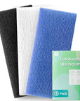 3 Pieces Exfoliating Washcloth Shower Towel African Net Sponge Japanese Wash Cloth Face Exfoliating Sponge Loofah Exfoliating Body Scrubber for Body Exfoliation(Black White Blue)