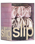 slip Large Scrunchie Multi | Set of 3 Pure Silk Large Scrunchies | Includes 1 Pink, 1 Caramel, 1 Black | 100% Mulberry Silk, Anti-Crease, Gentle on Hair, Reduces Breakage | Stylish & Durable