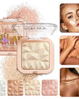 4 Colors Diamond Shimmering Powder, High Glossy Face Highlighter Eyeshadow
