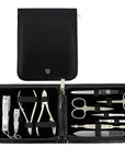 3 Swords Germany - brand quality 12 piece manicure pedicure grooming kit set for professional finger & toe nail care with black synthetic leather case - Made in Germany