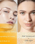 2PCS Mineral Powder Sunscreen Setting Makeup - SPF 35 Brush On Sunscreen for Face & Scalp & Hair, Natural Matte Loose Finishing Powder, Oil Control Lightweight Breathable (#02 Translucent + #03 Light)