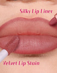 2 PCS Lip Liner and Lip Stain Combo Set, High Pigmented Long Lasting Velvet Lip Tint, Well-Defined Lipliner, Weightless Waterproof Not Animal Tested, Matte Finish Makeup