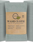 Softolle 100% Cotton Washcloths 60 Pack (12x12 Inches) Soft, Highly Absorbent Washcloth, Face Towels, Wash Cloths for Face, Ring Spun, Bulk Pack (Silver Grey)