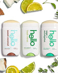 hello Deodorant Variety Pack (Sweet Coconut, Fresh Citrus, White Sage) for Women + Men, Aluminum Free, Baking Soda Free, Parabens Free, 24 Hour Odor Protection, 2.6 Ounce, 3 Pack