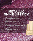 Oulac Purple Lipstick for Women with Metallic 3D Shine Lightweight Hydrating Formula, High Impact Lip Color, Vegan & Gluten Free Beauty, Full Coverage Lip Makeup, Virtual Violet(22)