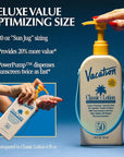 Vacation Classic Lotion SPF 50 Sun Jug, Broad Spectrum Bulk Sunscreen SPF 50, Water Resistant Sunblock, Suntan Lotion with Pump, Vegan, Family-Size, 20 Fl. Oz.