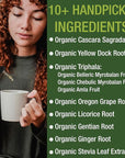 USDA Organic Colon Cleanse Liquid Drops. Vegan, Kosher Colon Cleanser & Detox Supplement with 10+ Super Gentle Herbal Ingredients Including Organic Cascara Sagrada Bark and Organic Yellow Dock Root