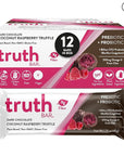 Truth Bar Prebiotic & Probiotic Keto Snack Vegan Bars with Omega-3's - Synbiotic High Fiber Snacks - Low Sugar, Kosher, Gluten Free - Dark Chocolate Coconut Raspberry Truffle (Pack of 12)