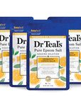 Dr Teal's Pure Epsom Salt, Prebiotic Lemon Balm & Essential Oil, 3 lbs (Pack of 4)