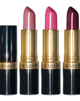 Revlon Super Lustrous 3-Piece Lipstick Gift Set, High Impact, Moisturizing, Cream Finish, 764 On The Mauve, 778 Pink Promise, 477 Black Cherry, 0.45 Oz