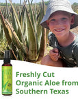 Seven Minerals, Travel Size Organic Aloe Vera Gel from freshly cut 100% Pure Aloe - 2 Fl Oz - HighestQuality, Texas grown, Vegan, Unscented - For Face, Skin, Hair, Sunburn relief (2 Fl Oz)