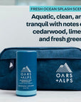 Oars + Alps Deodorant for Men & Women, Aluminum Free Deodorant for Men, Dermatologist Tested, Clean Ingredients, Non Toxic, Vegan, Long Lasting, Odor Protection, Fresh Ocean Splash, 1pk, 2.6oz