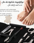 3 Swords Germany - brand quality 7 piece manicure pedicure kit set - nail care tools by 3 Swords - black genuine leather
