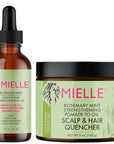Mielle Organics Rosemary Mint Scalp & Hair Strengthening Oil and Pomade-To-Oil Quencher, Bundle