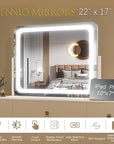 FENNIO Vanity Mirror with Lights 22''x17'' Makeup Mirror with Lights,Vanity Mirror Touch Screen with 3-Color Lighting,Dimmable,for Vanity Desk Tabletop