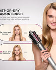 Shark FlexFusion Hair Dryer with Fusion Hair Brush, Ceramic Air Styler with Auto-Wrap Hair Curlers & Concentrator, Ceramic Plates, Metallic Mist HD641