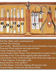 FAMILIFE Manicure Set, Nail Professional Kit Manicure Kits Nail Clipper Sets, 13PCS Stainless Steel Pedicure Sets Mens Grooming Tool, with Brown Leather Travel Case for Men