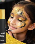 CCbeauty Gold Face Paint Stick, Metallic Face Painting Kit, Full Coverage SFX Makeup Foundation, Professional Non-Toxic Body Paint for Halloween Costume Party, For Wonder Women, Iron Man Makeup