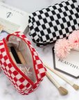 Pazimiik checkered makeup bag for